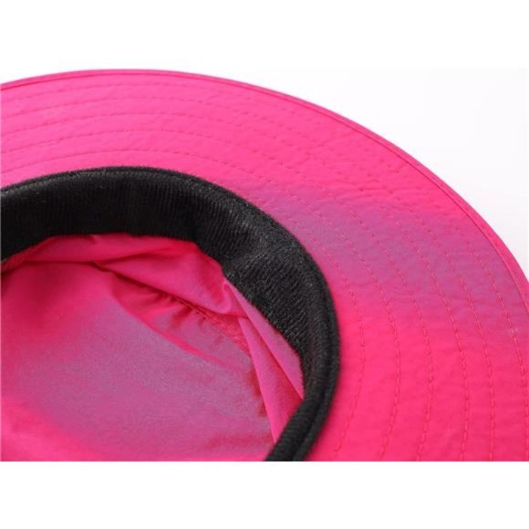 Kids Sun Protection Hat Quick Dry Adjustable Wide Brim Mesh Rose Red - Picture 5 of 7